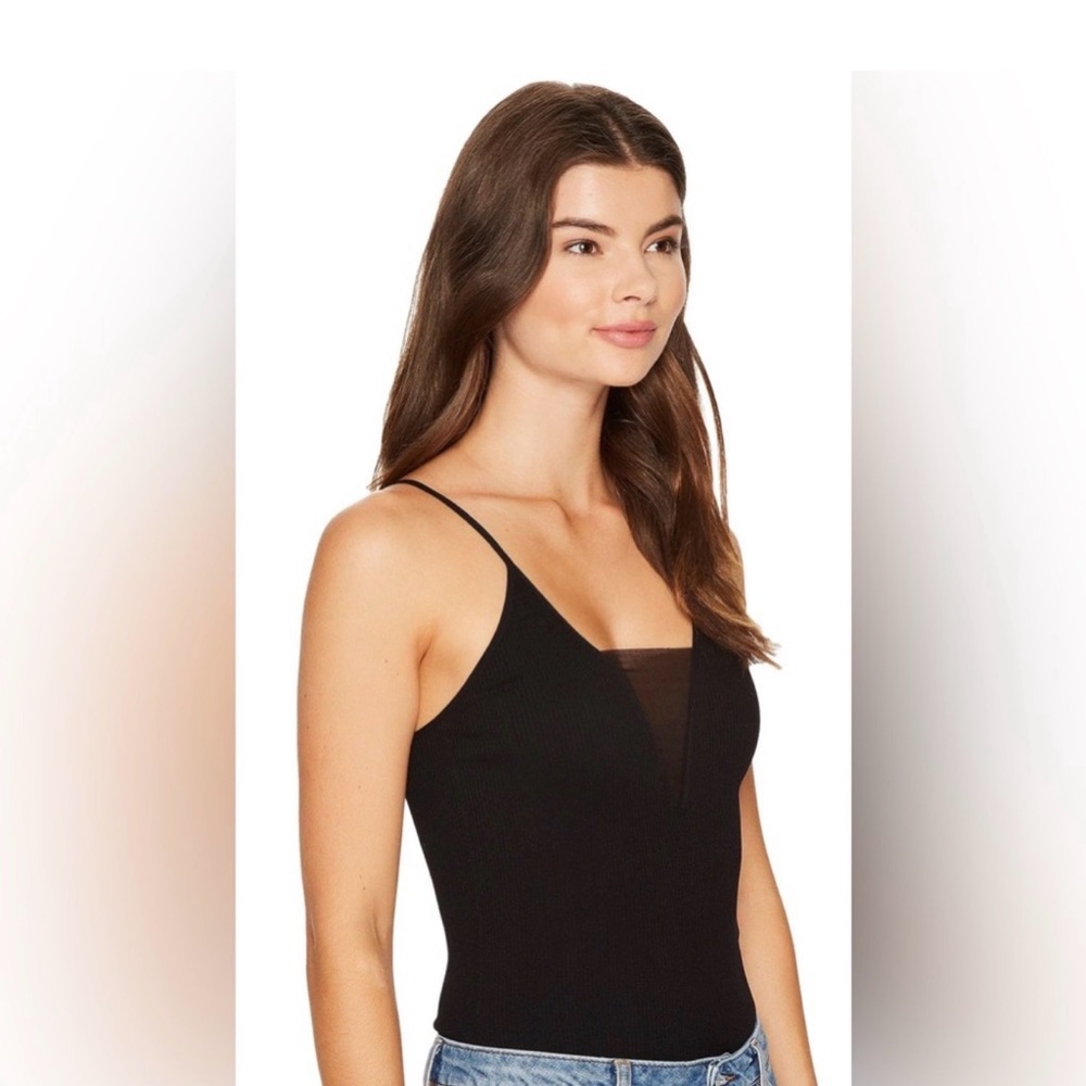Free People Intimately Come Around mesh insert ribbed cami